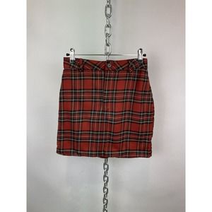 Reformation Red Plaid Mini‎ Skirt 25”